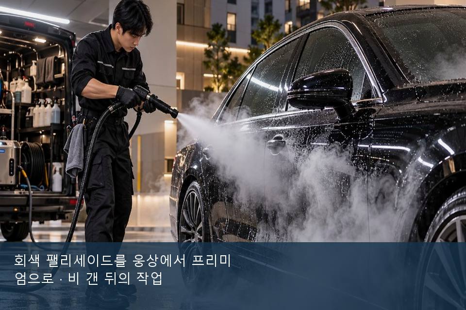 회색 팰리세이드를 웅상에서 프리미엄으로 · 비 갠 뒤의 작업
